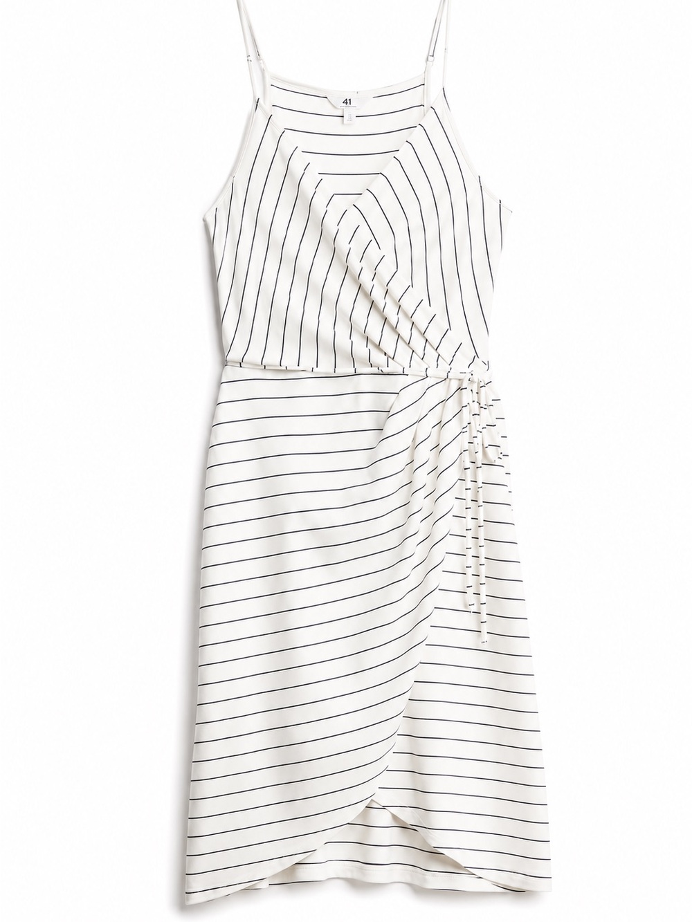 41 Hawthorn White Dress with Navy Pinstripes faux wrap dress large petite